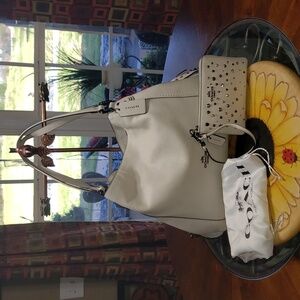 💘🖤💘 2PC COACH EDIE 31 STAR RIVETS SATCHEL SHOULDER BAG & MATCHING WALLET